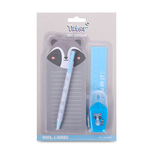 SET ESCOLAR MAPACHE (CONTIENE: BOLIGRAFO, REGLA, MARCATEXTO, NOTAS ADHESIVAS) SET ESCOLAR MAPACHE (CONTIENE: BOLIGRAFO, REGLA, MARCATEXTO, NOTAS ADHESIVAS)