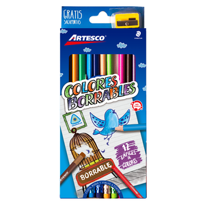 LAPICES DE COLOR ARTESCO TRIANGULARES BORRABLES 12U +SACAPUNTAS LAPICES DE COLOR ARTESCO TRIANGULARES BORRABLES 12U +SACAPUNTAS