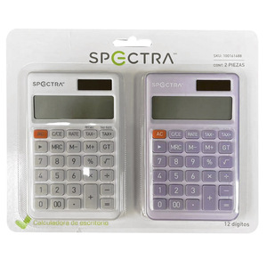 CALULADORA SPECTRA 12 DIGITOS BLANCO/ MORADO 2U CALULADORA SPECTRA 12 DIGITOS BLANCO/ MORADO 2U