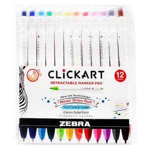 MARCADOR RETRACTIL 0.6MM ZEBRA CLICK ART 12U MARCADOR RETRACTIL 0.6MM ZEBRA CLICK ART 12U