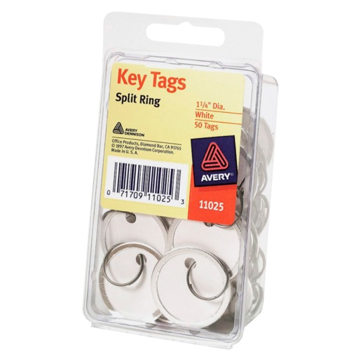 IDENTIFICADORES PARA LLAVES ARILLO METÁLICO BLANCO 3,2CM PAQ 50