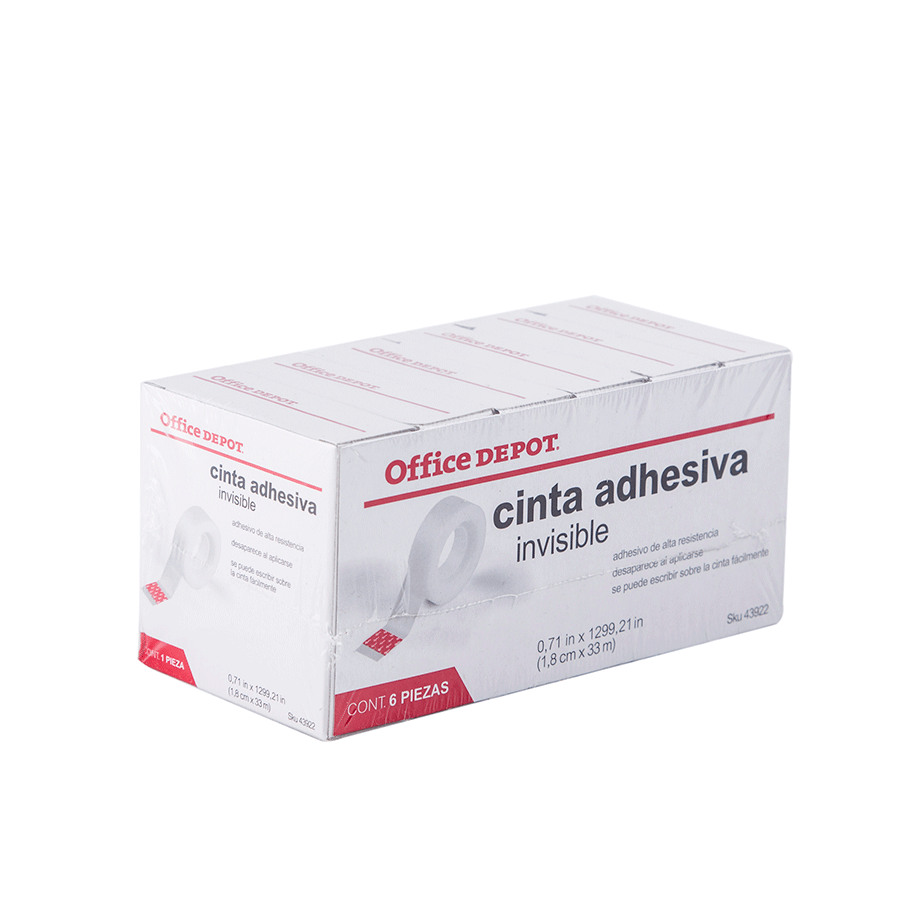 TAPE ADHESIVA INVISIBLE OFFICE DEPOT (6 UNIDADES)