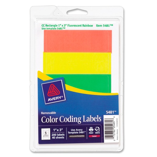 ETIQUETA RECTANGULAR VARIOS COLORES LÁSER 2.5 CM X 7.6 CM PAQ 200