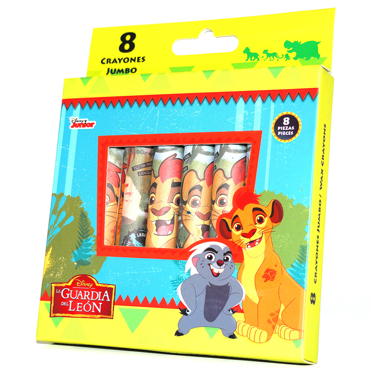 CAJA DE CRAYON EXTRA JUMBO DEL REY LEON, 8 COLORES