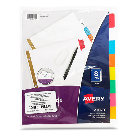 SEPARADORES BORRABLES 8 PESTAÑAS MULTICOLOR 1 JUEGO