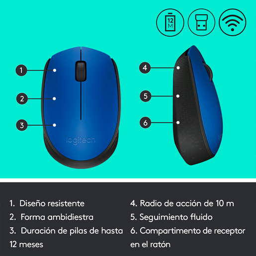 MOUSE LOGITECH M170 AZUL 910-004800
