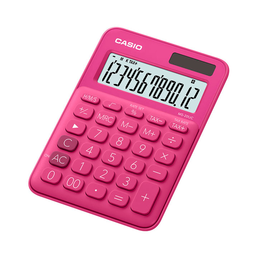 CALCULADORA MINI ESCRITORIO (12 DIGITOS,ROJO)