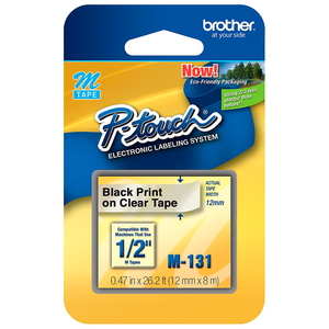 CINTA PARA P-TOUCH BROTHER M-131 NEGRO SOBRE TRANSPARENTE CINTA PARA P-TOUCH BROTHER M-131 NEGRO SOBRE TRANSPARENTE