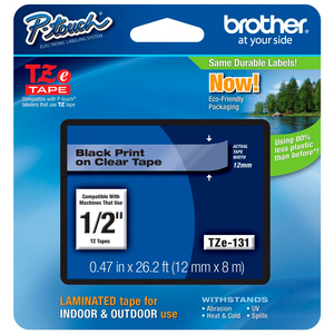 CINTA PARA P-TOUCH BROTHER TZE-131 NEGRO SOBRE TRANSPARENTE CINTA PARA P-TOUCH BROTHER TZE-131 NEGRO SOBRE TRANSPARENTE