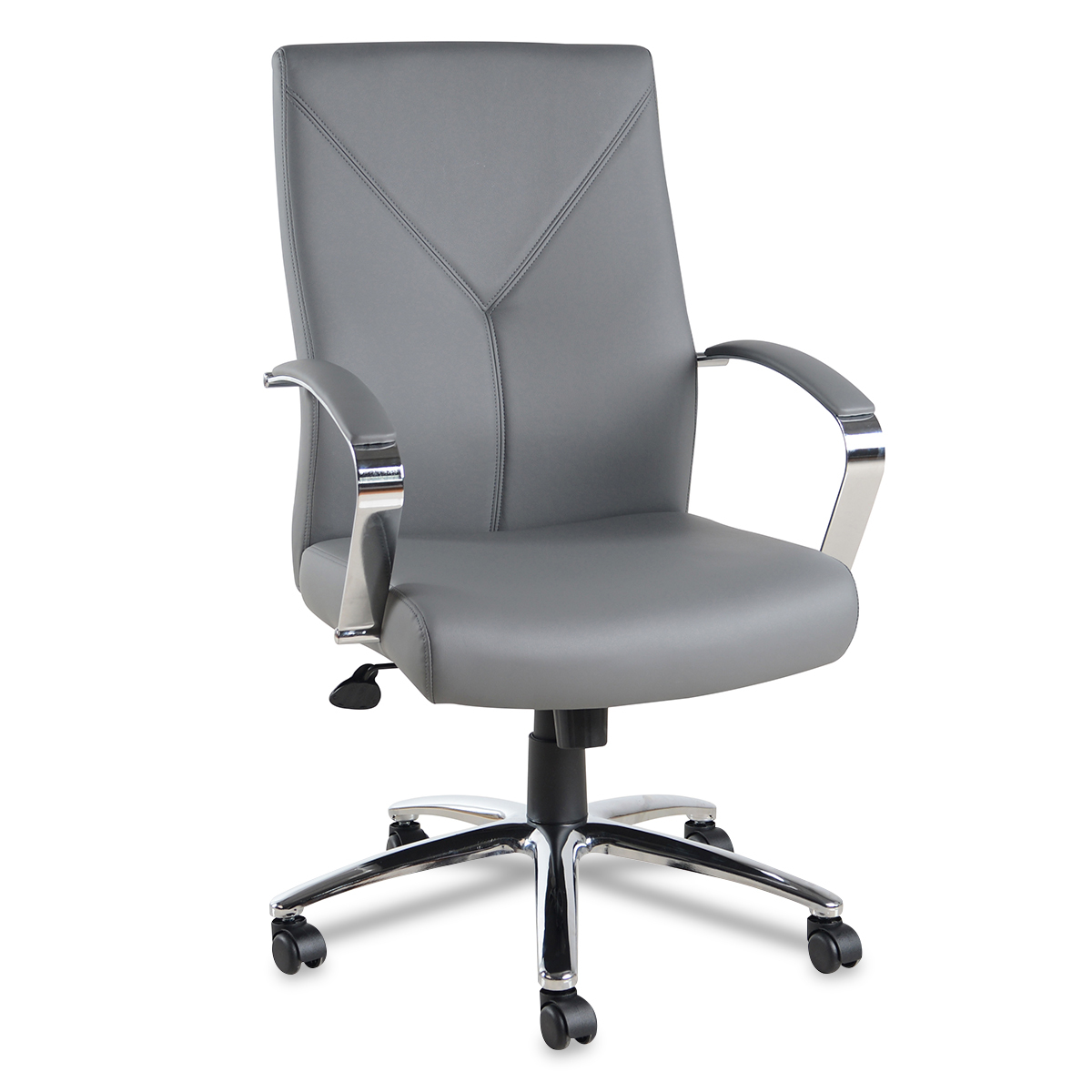SILLA EJECUTIVA DE PU COLOR GRIS CON BRAZOS CROMADOS 4TUNE