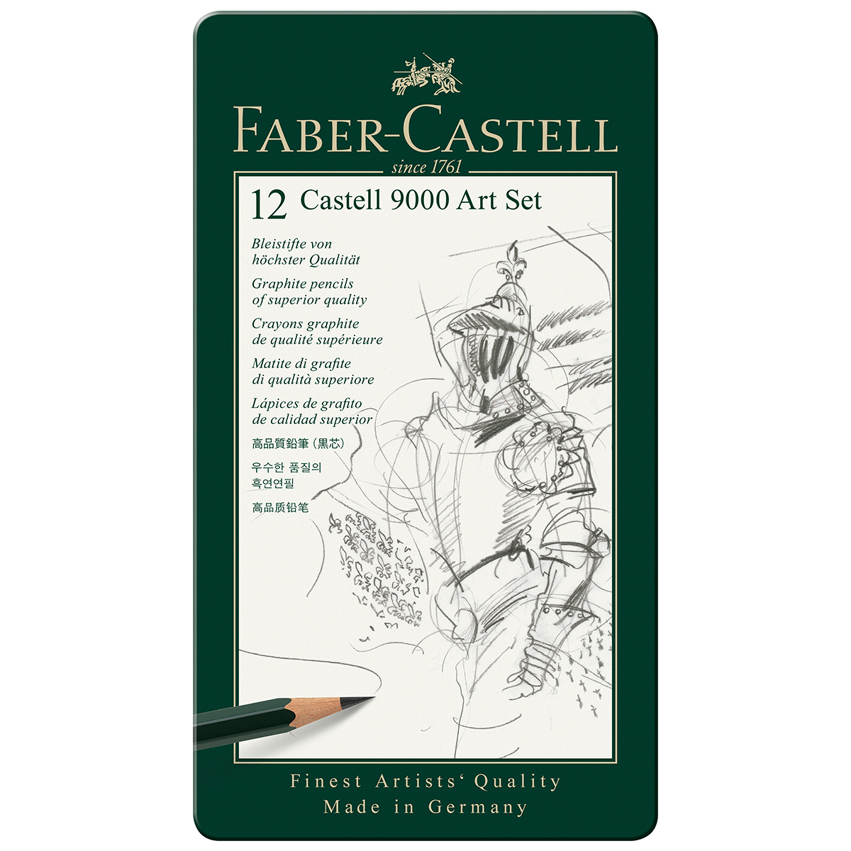 SET DE LAPIZ CASTELL 9000 12 GRADOS 8B A 2H METAL