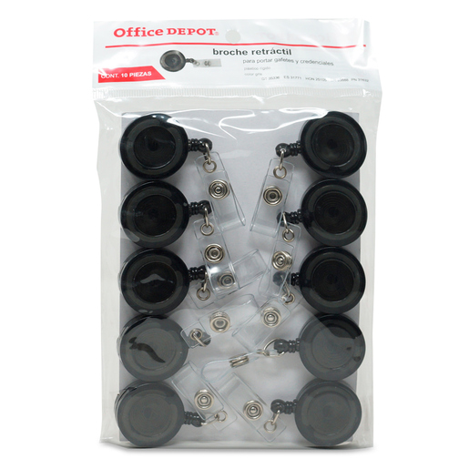 BROCHE RETRACTIL TRANSPARENTE COLOR GRIS