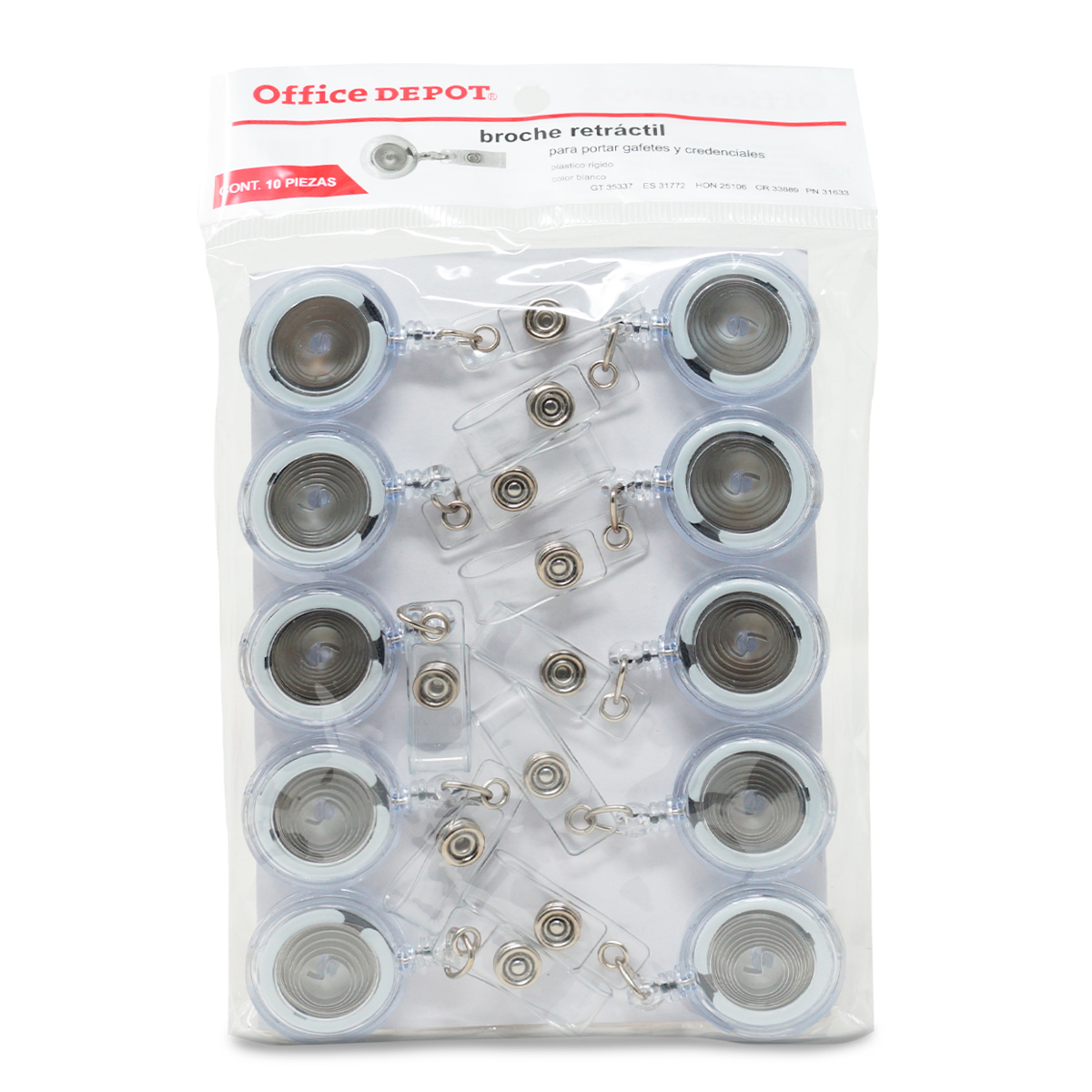BROCHE RETRACTIL TRANSPARENTE COLOR BLANCO