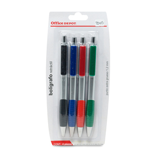 BOLIGRAFO RETRACTIL 1.2MM BALLPOINT,TINTA NG,RJ,AZ,VD 4U BOLIGRAFO RETRACTIL 1.2MM BALLPOINT,TINTA NG,RJ,AZ,VD 4U
