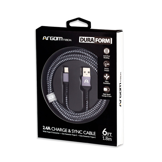 CABLE ARGOM TYPE-C NYLON WHITE