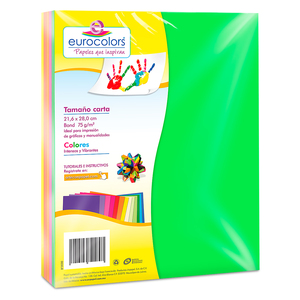 HOJAS CARTA COLORES NEON 75GR (100U)