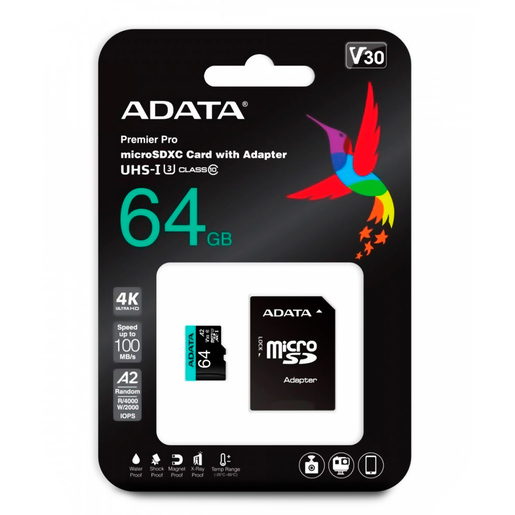 MEMORIA ADATA MICRO SD 64GB AUSDX64GUI3V30S