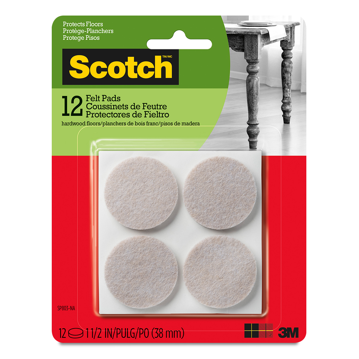 PROTECCION PARA SUPERFICES SCOTCH 12U (1.5 , BEIGE, REDONDOS)