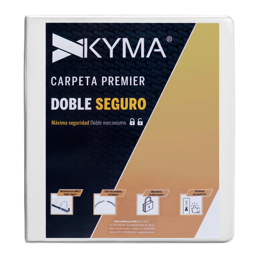 CARPETA 3 P. BLANCA KYMA (BRILLANTE, 2LOCK, ARILLO D, PANORÁMICA)