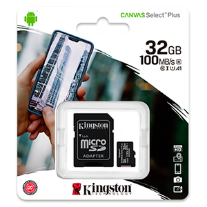 KINGSTON 32GB MICSDHC CANVAS SELECT PLUS 100R A1 KINGSTON 32GB MICSDHC CANVAS SELECT PLUS 100R A1
