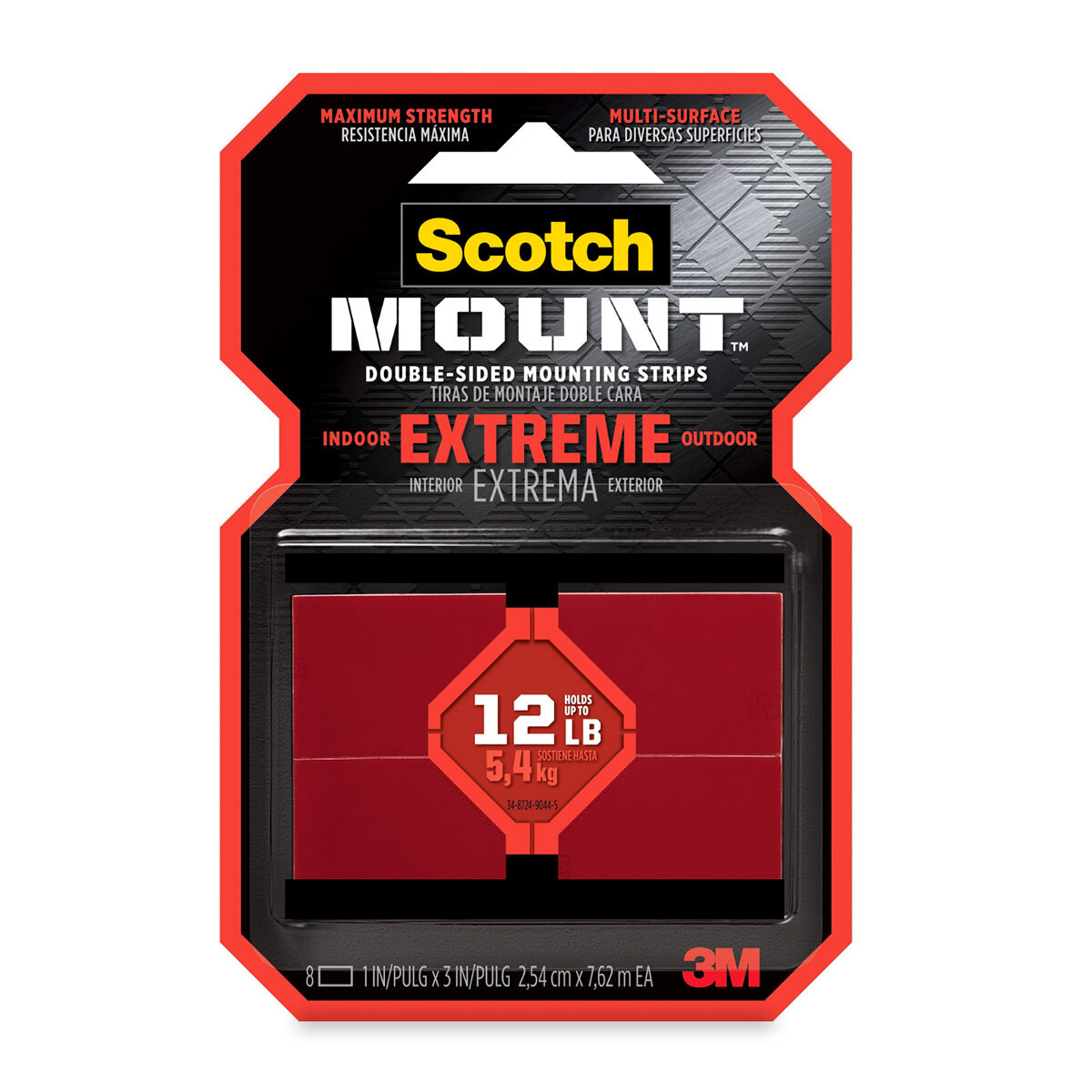 CINTA DE MONTAJE SCOTCH EXTREMO 8U(2.54CMX7.62CM, HASTA 13K)