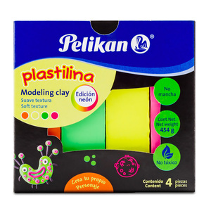 PLASTILINA BARRA PELIKAN 454 NEON 4U