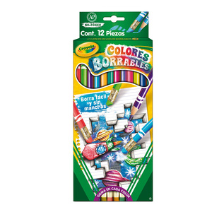LAPICES DE COLOR CRAYOLA MADERA BORRABLE 12U LAPICES DE COLOR CRAYOLA MADERA BORRABLE 12U