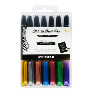 MARCADOR ZEBRA BRUSH PEN METÁLICO 7U (PUNTA DE CINCEL, TINTA AL COLOR DE LA TAPA)