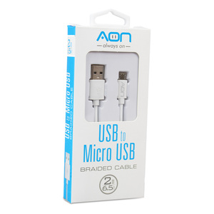 CABLE USB A MICRO 2 MTS BLANCO MARCA AON