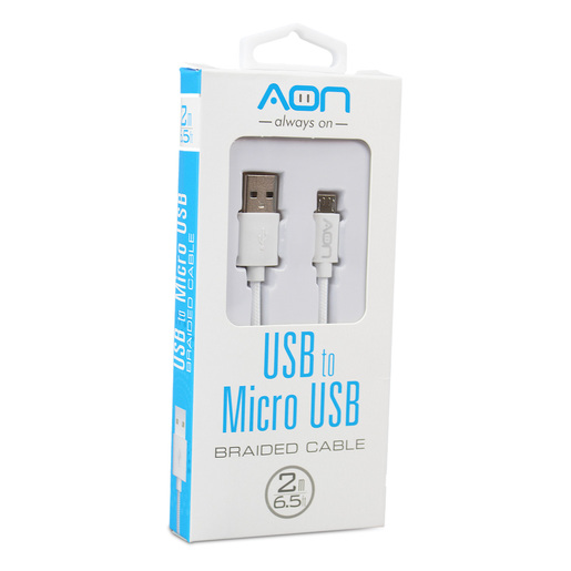 CABLE AON USB A MICRO USB 2MTS BLANCO AO-CB-3011