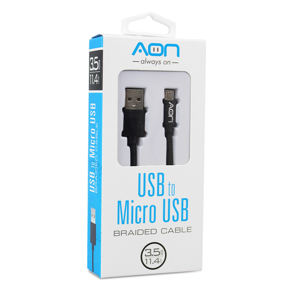 CABLE AON USB A MICRO USB 3.5MTS NEGRO AO-CB-3000