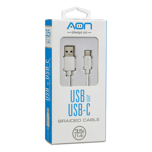 CABLE USB A TIPO C 3.5MTS BLANCO MARCA AON