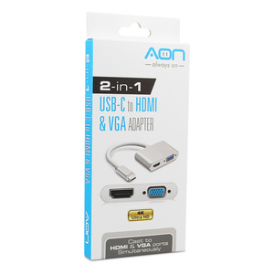 ADAPT USB C A HEMBRA HDMI Y VGA MARCA AON