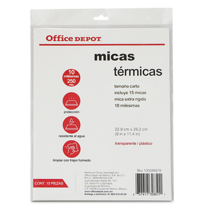 MICA OFFICE DEPOT CARTA 15U 5 MILESIMAS, SEMI RIGIDA MICA OFFICE DEPOT CARTA 15U 5 MILESIMAS, SEMI RIGIDA