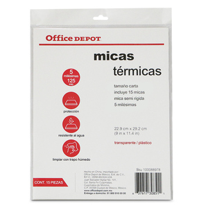 MICA OFFICE DEPOT CARTA 15U (10 MILESIMAS, RIGIDA) MICA OFFICE DEPOT CARTA 15U (10 MILESIMAS, RIGIDA)
