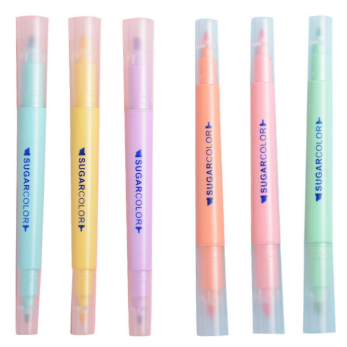 MARCATEXTO DOBLE PUNTA PASTEL 6PK