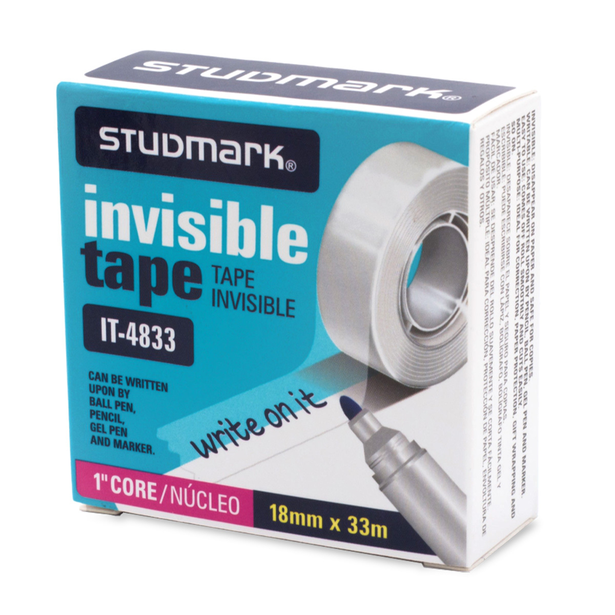 CINTA ADHESIVA STUDMARK TRANSPARENTE 3/4P(18MM X 33MT, CAJA)