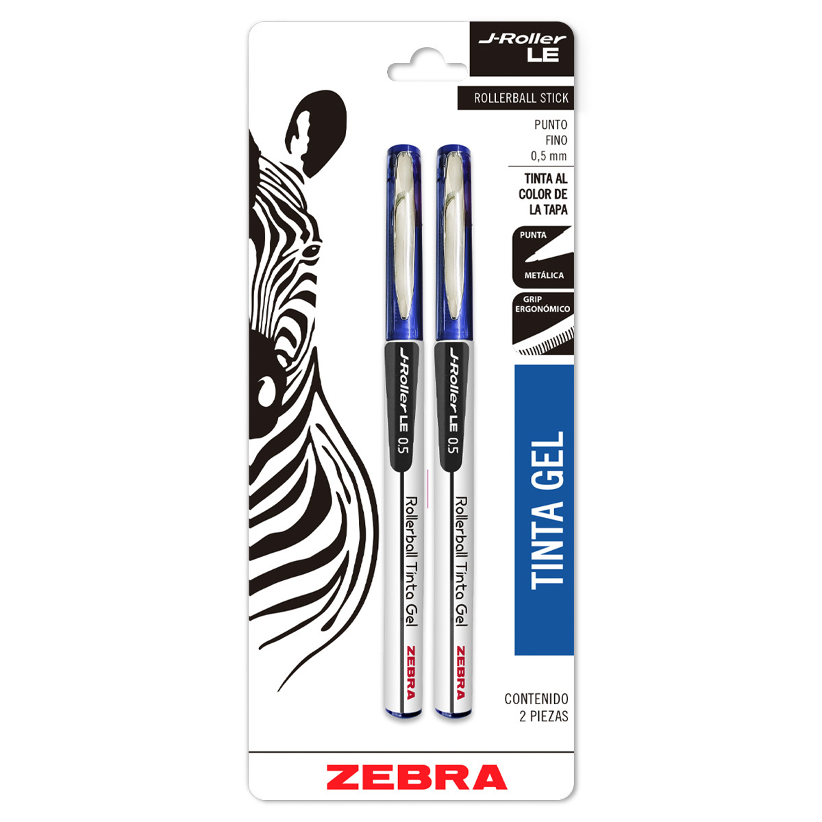 ROLLERBALL ZEBRA J-ROLLER AZUL 2U (TINTA GEL ,