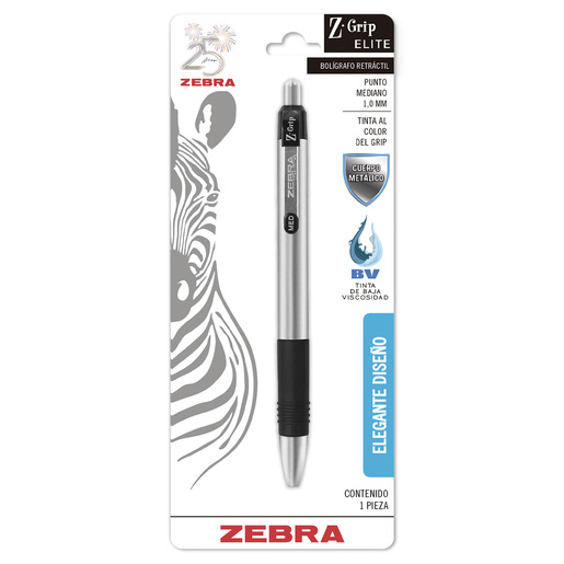 BOLIGRAFO RETRACTIL ZEBRA Z-GRIP ELITE NEGRO 1U (1,0 MM)