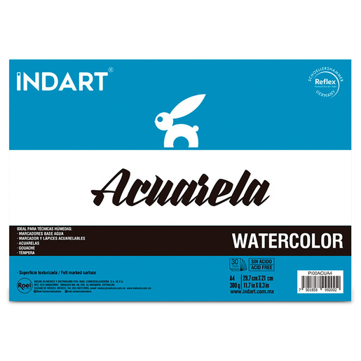 BLOCK INDART PARA ACUARELA A4 30H (MEDIDAS 29.7x21CM, 300G)