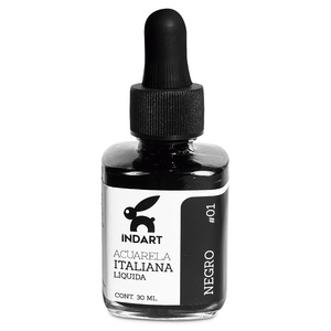 ACUARELA LIQUIDA NEGRO ITALIANA INDART BOTE VIDRIO 30ML ACUARELA LIQUIDA NEGRO ITALIANA INDART BOTE VIDRIO 30ML