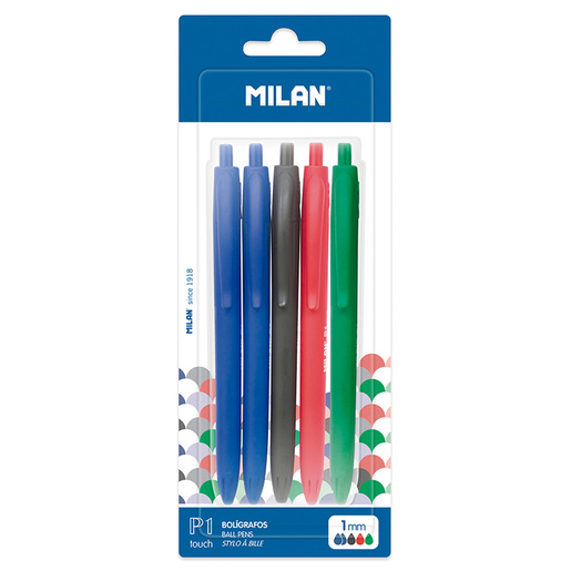 BOLIGRAFO MILAN P1 TOUCH 5U (2 AZULES, NEGRO, ROJO Y VERDE)