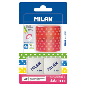 SACAPUNTAS MILAN ROSA + 2 BORRADORES MILAN SACAPUNTAS MILAN ROSA + 2 BORRADORES MILAN