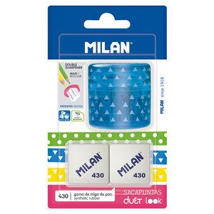 SACAPUNTAS MILAN AZUL + 2 BORRADORES MILAN SACAPUNTAS MILAN AZUL + 2 BORRADORES MILAN