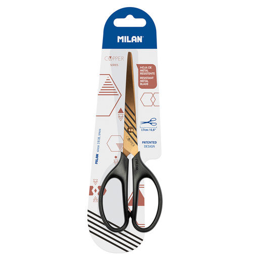 TIJERA MILAN OFICINA COPPER NEGRO (MEDIDA 17CM)
