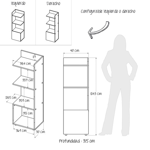 LIBRERO DE TRES NIVELES LONDON MADERKIT
