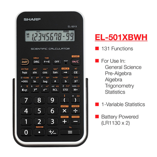CALCULADORA SHARP CIENTIFICA, COLOR NEGRO EL-501X2BWH Office