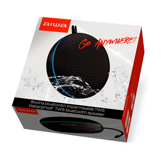 BOCINA AIWA BLUETOOTH, PORTATIL, IMPERMEABLE AWF20BT