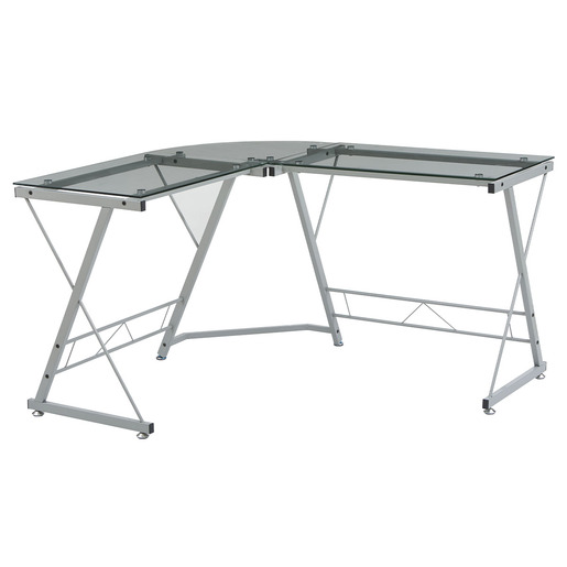 ESCRITORIO EN L DE VIDRIO