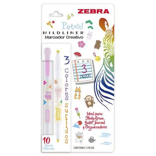 MARCADOR ZEBRA MILDLINER DOBLE PUNTA PET IT 3U (MILK)